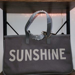 NWT Santa Barbara Brand Grey Canvas Tote "Sunshine"